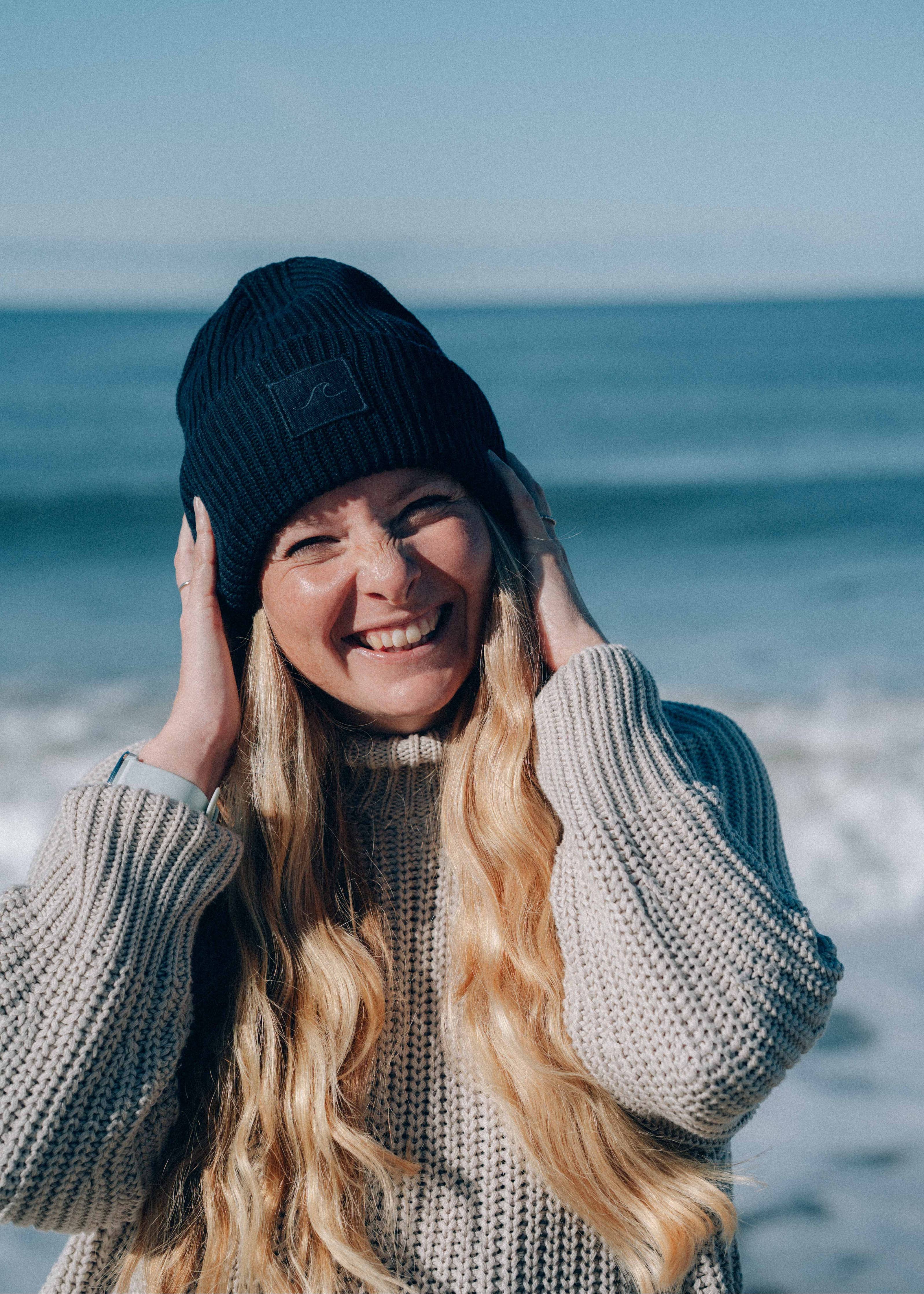 Beanie Mütze Wave aus Bio-Baumwolle Marine | Salty