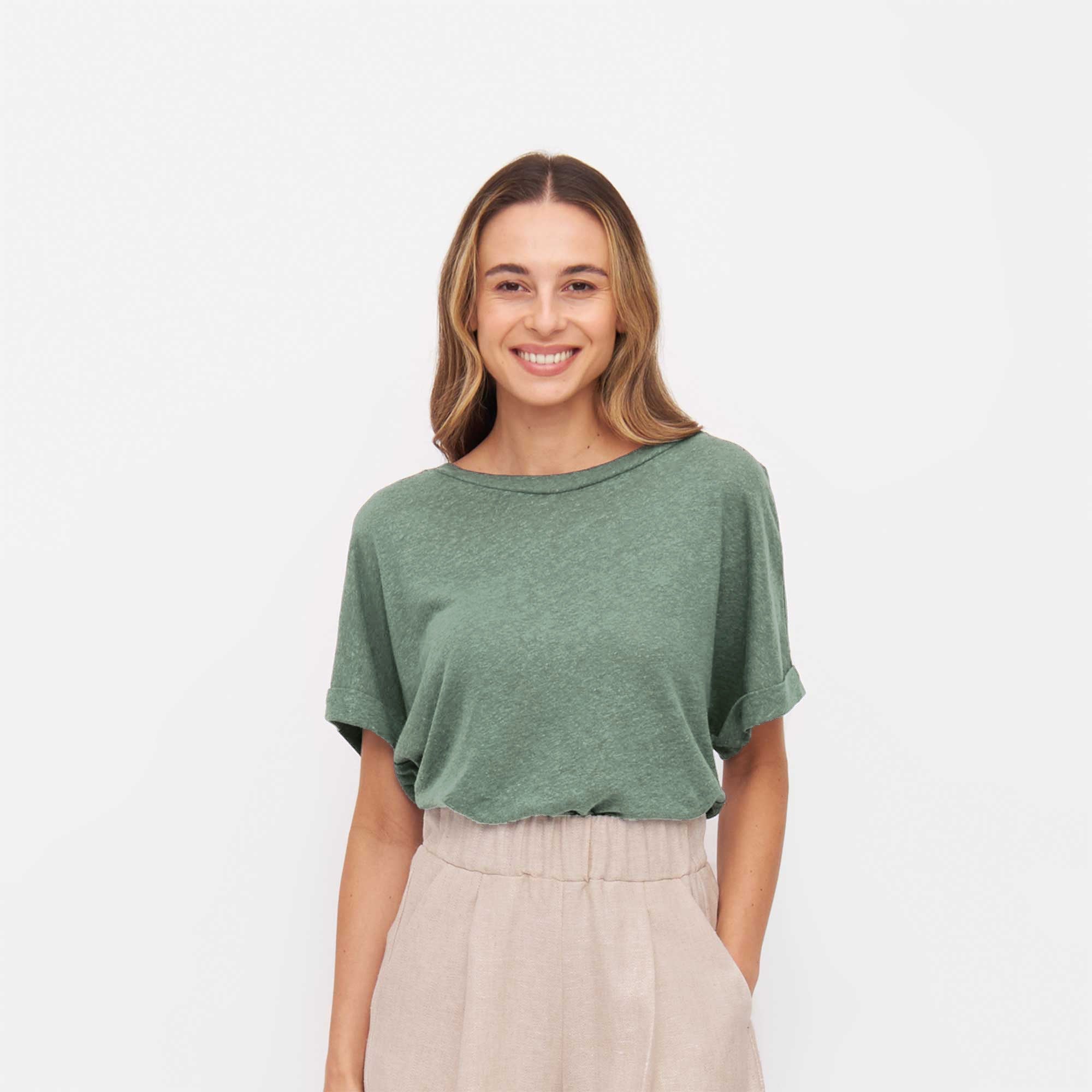 Leinenshirt LARI in Aqua Türkis