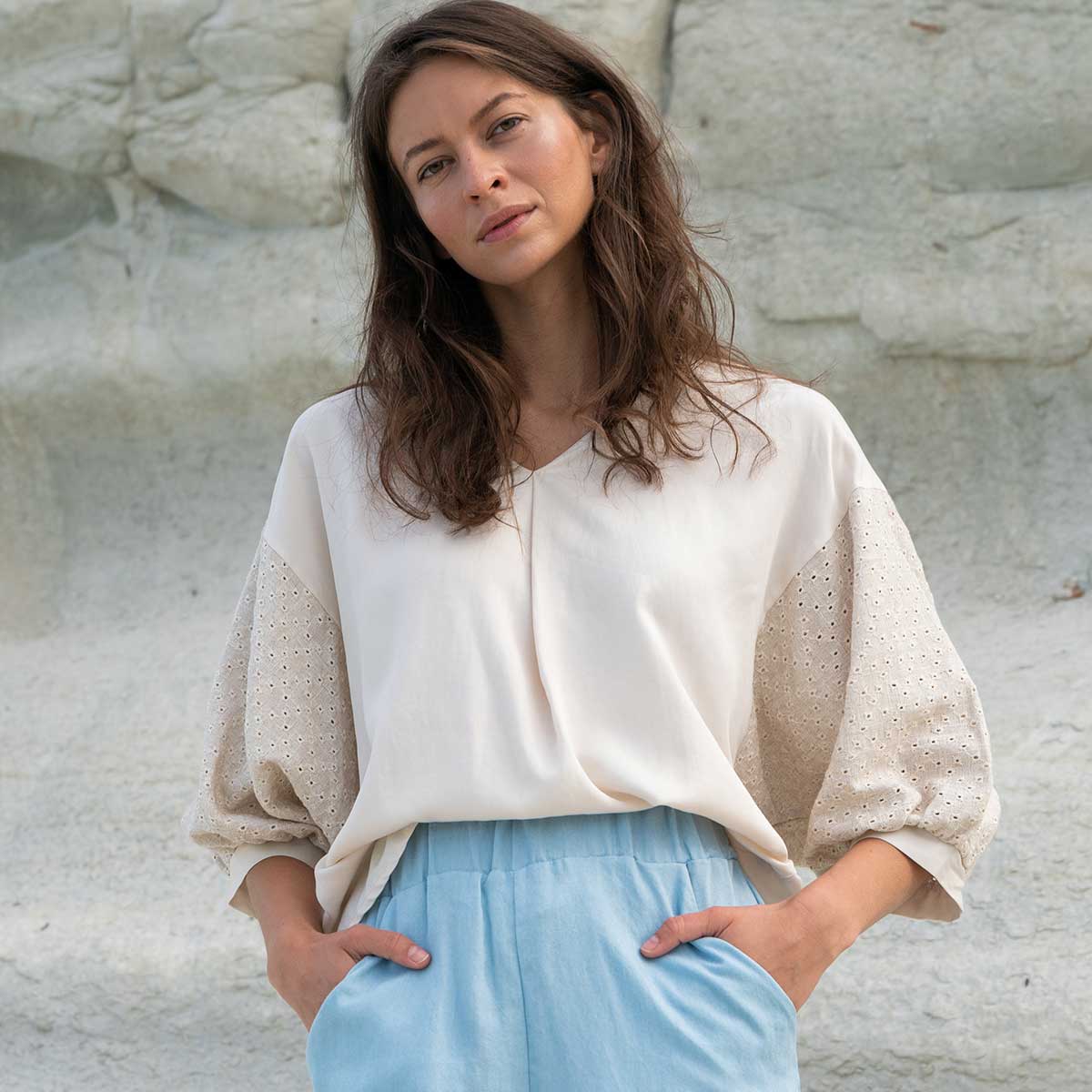 Statementbluse MAVA natur aus TENCEL® und Leinen