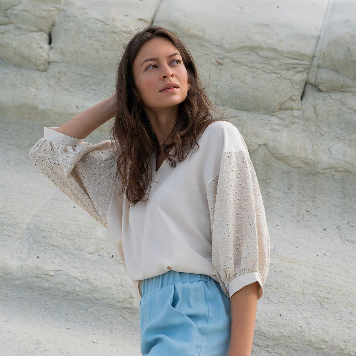 Statementbluse MAVA natur aus TENCEL® und Leinen