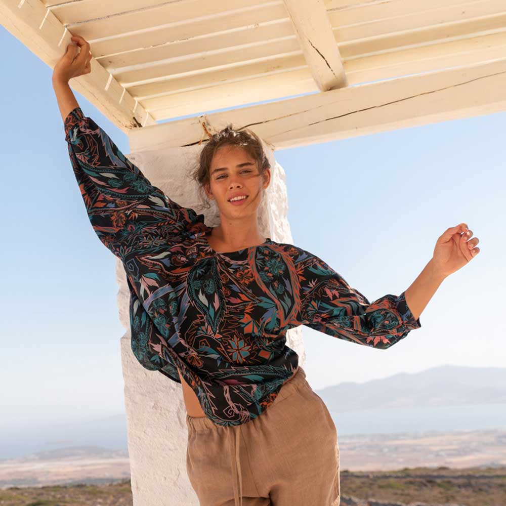 Fledermausbluse MILA Paisley Print aus ECOVERO®
