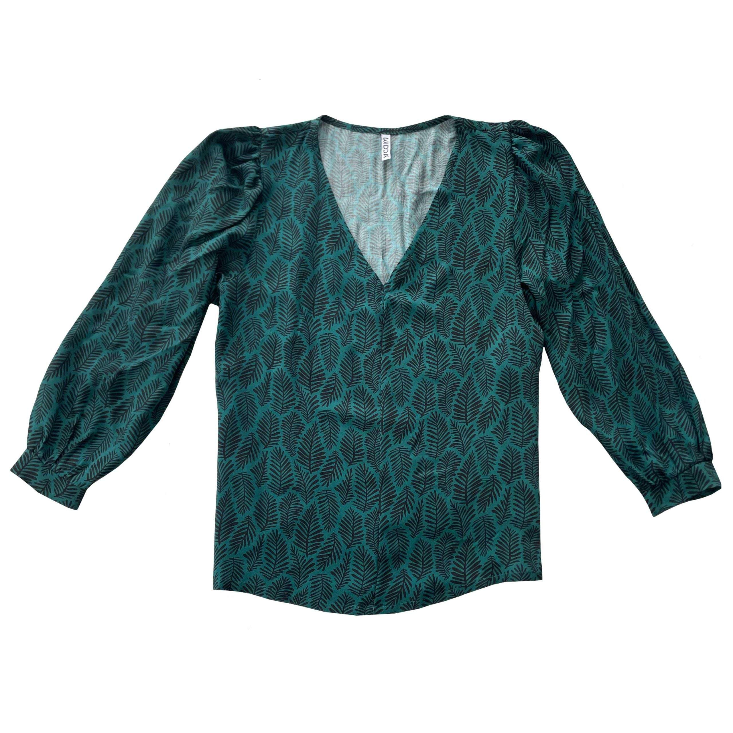 Bluse LUBO mit Print Petrol Blatt