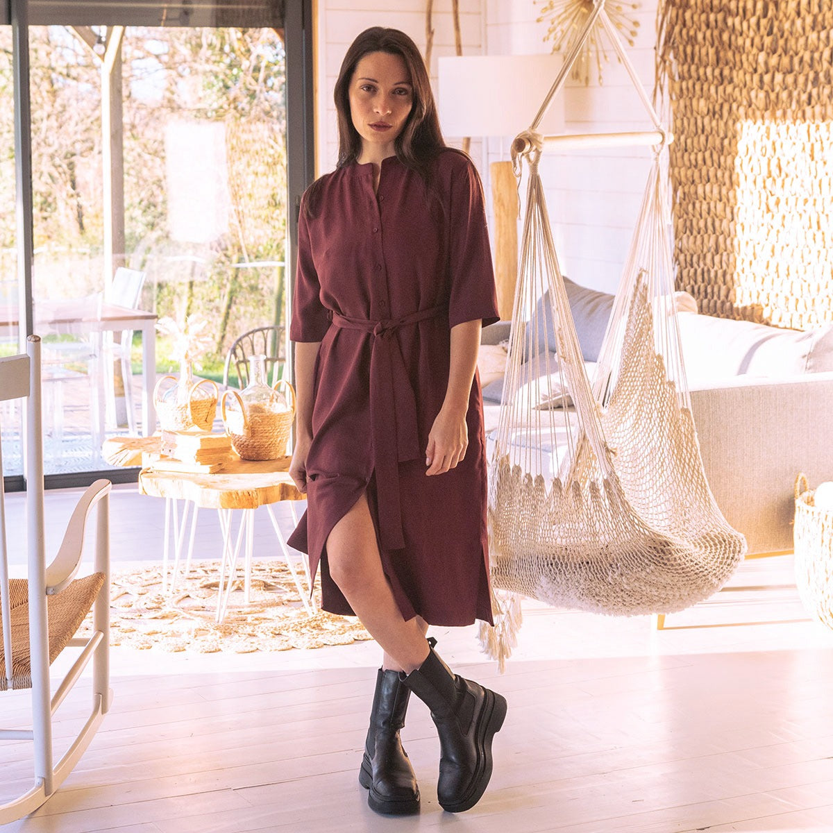 Hemdblusenkleid BAYA bordo aus TENCEL®