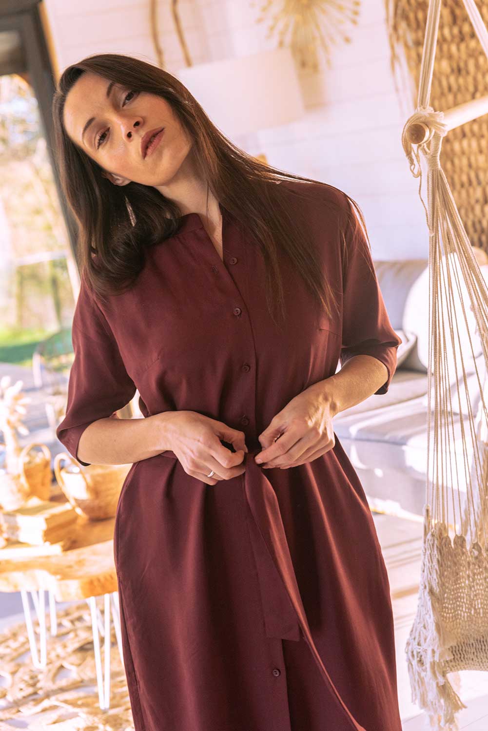 Hemdblusenkleid BAYA bordo aus TENCEL®