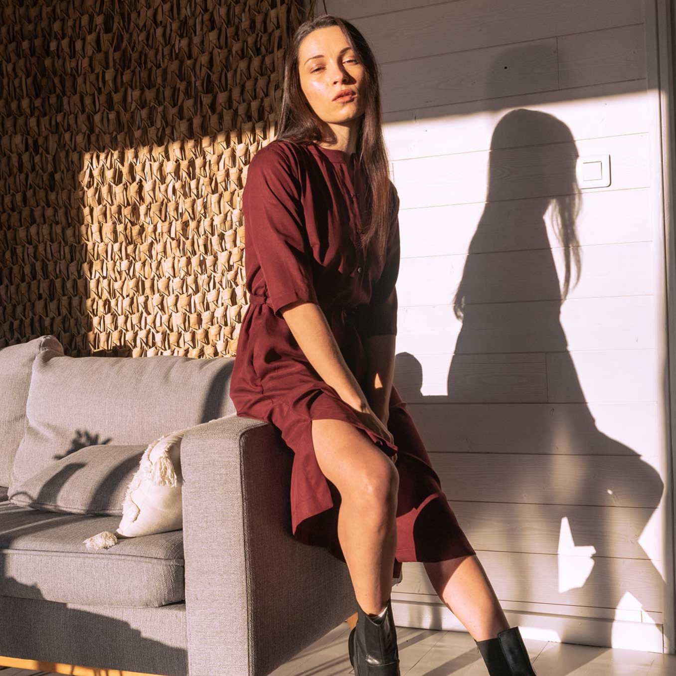 Hemdblusenkleid BAYA bordo aus TENCEL®