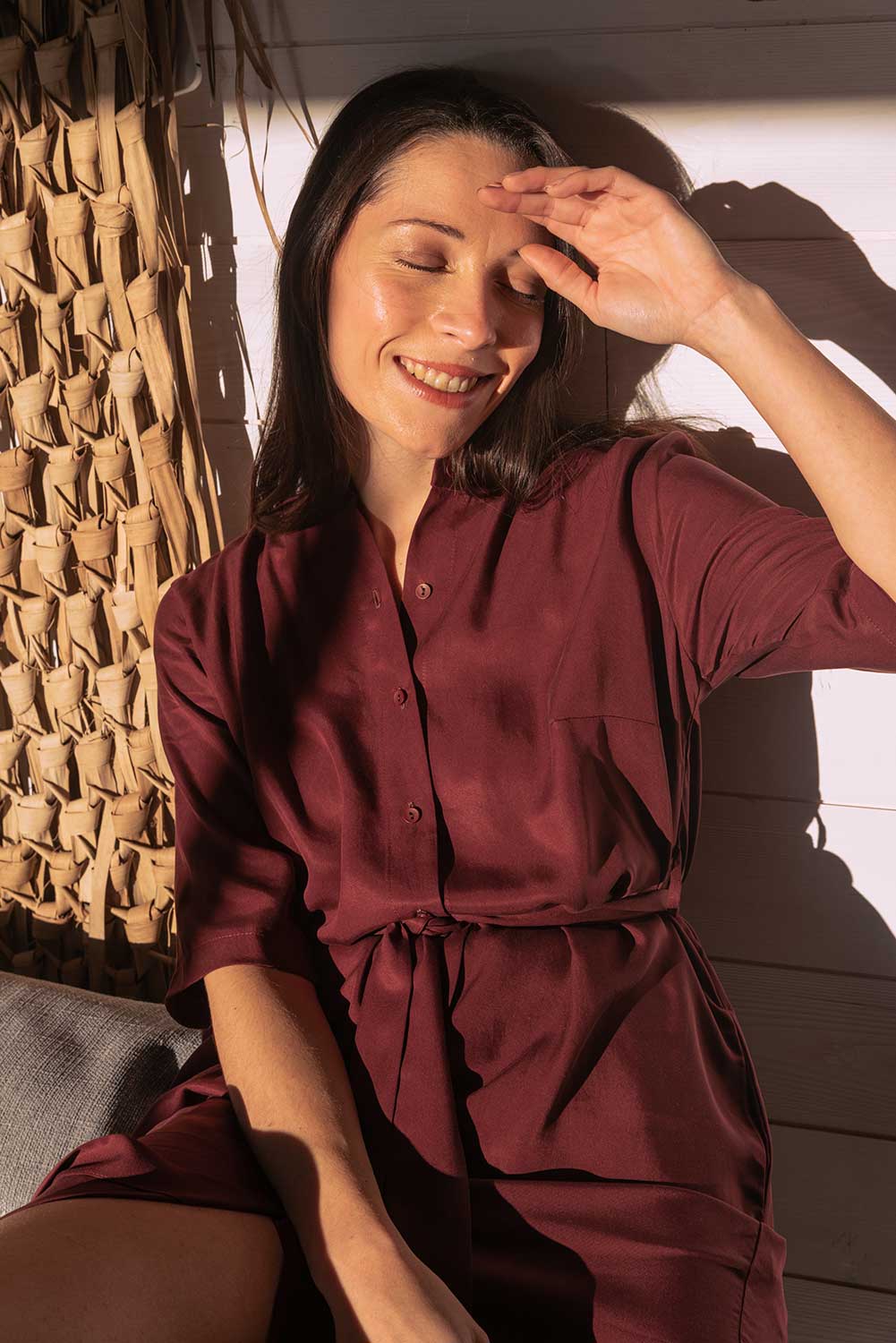 Hemdblusenkleid BAYA bordo aus TENCEL®