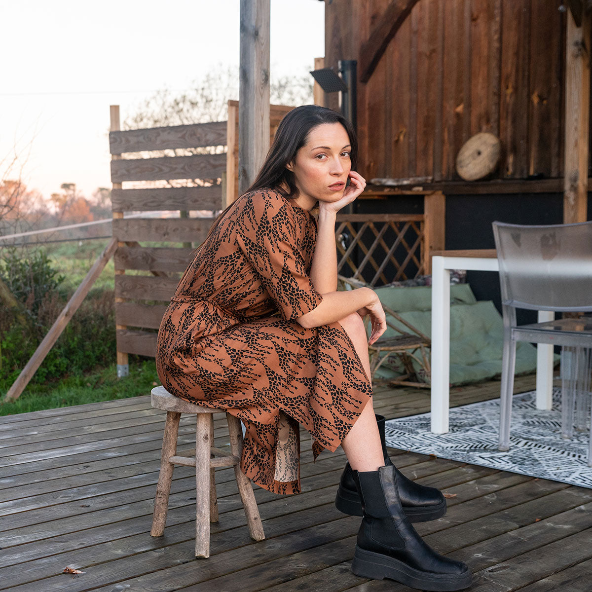 Hemdblusenkleid BAYA giraf aus ECOVERO®