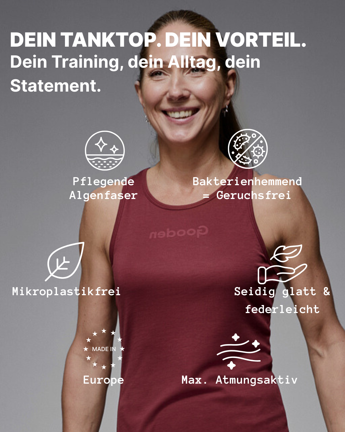 Racerback Tank Top aus TENCEL™ und SEACELL™ rot bordeaux FONDA | Gooden