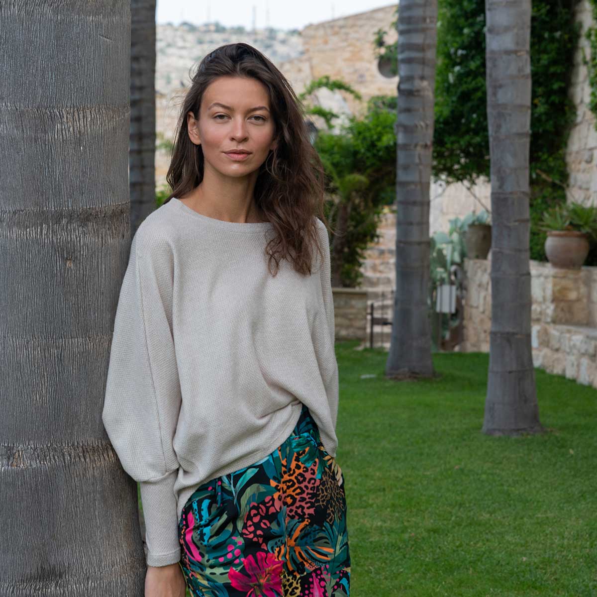 Strickpullover SLABBY Natur Melange aus Bio-Baumwolle