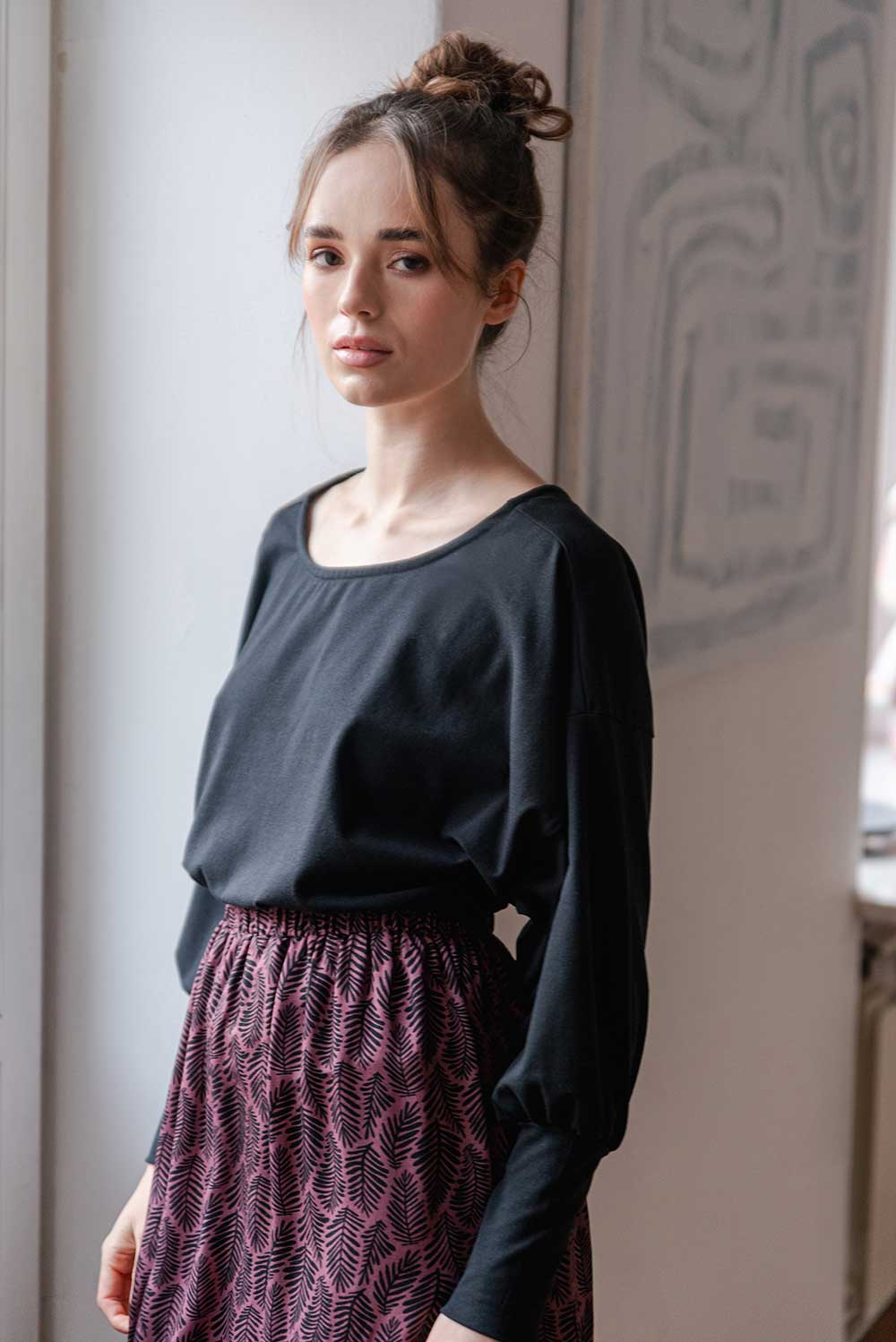 schwarzes Longsleeve AVA aus Bio-Baumwolle WiDDA- simply love it.
