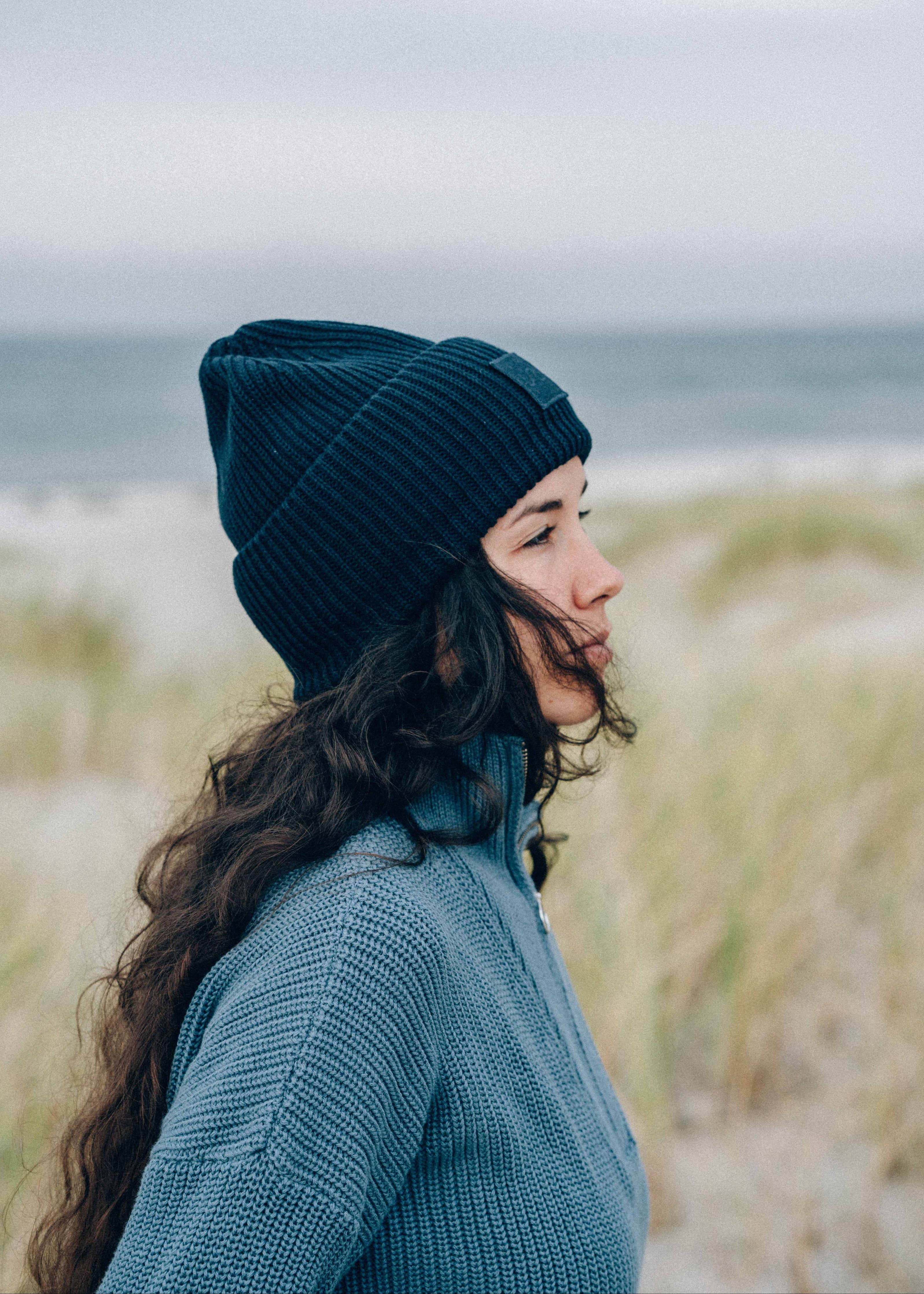 Beanie Mütze Wave aus Bio-Baumwolle Marine | Salty