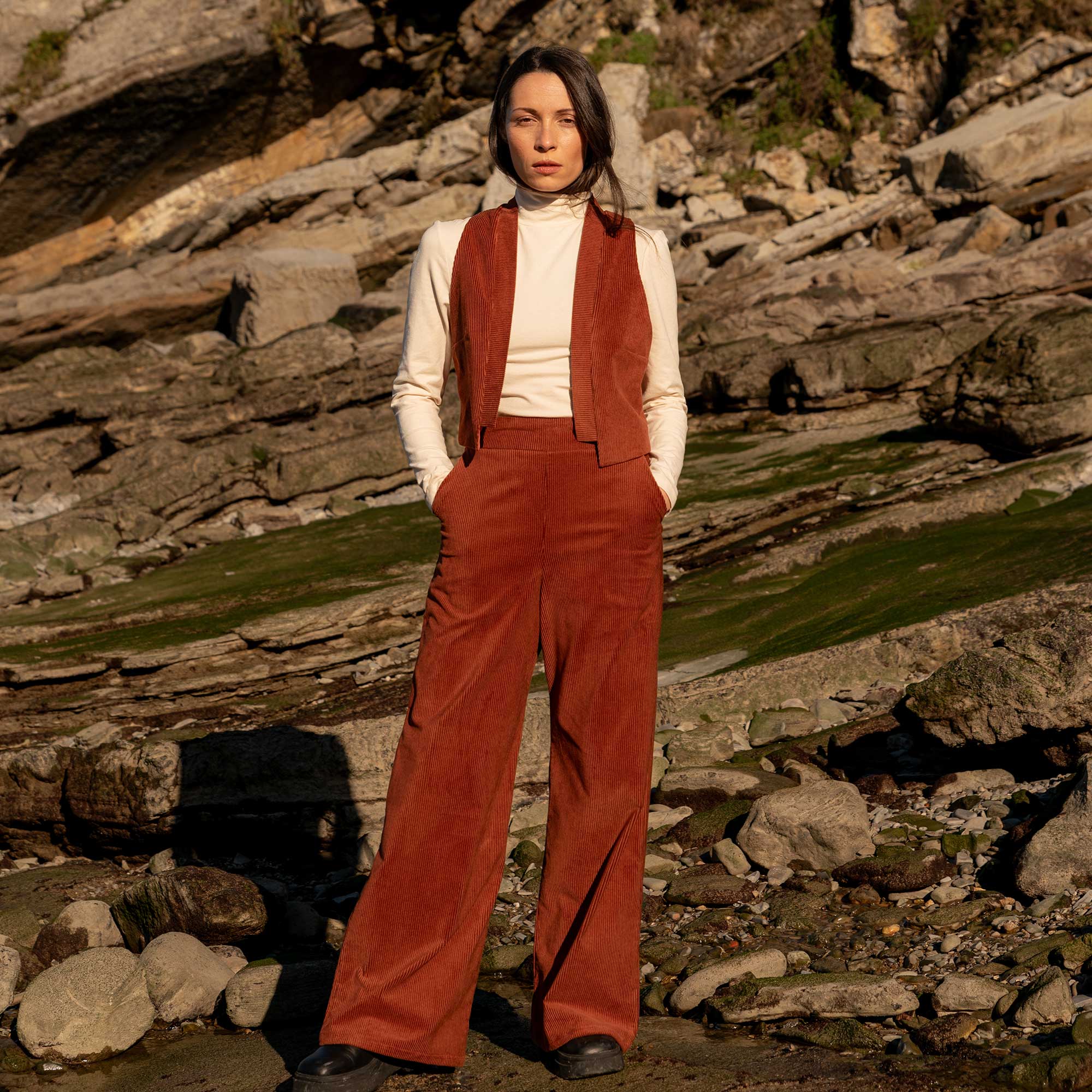 Cordweste SPENCER Caramel aus Bio-Baumwolle