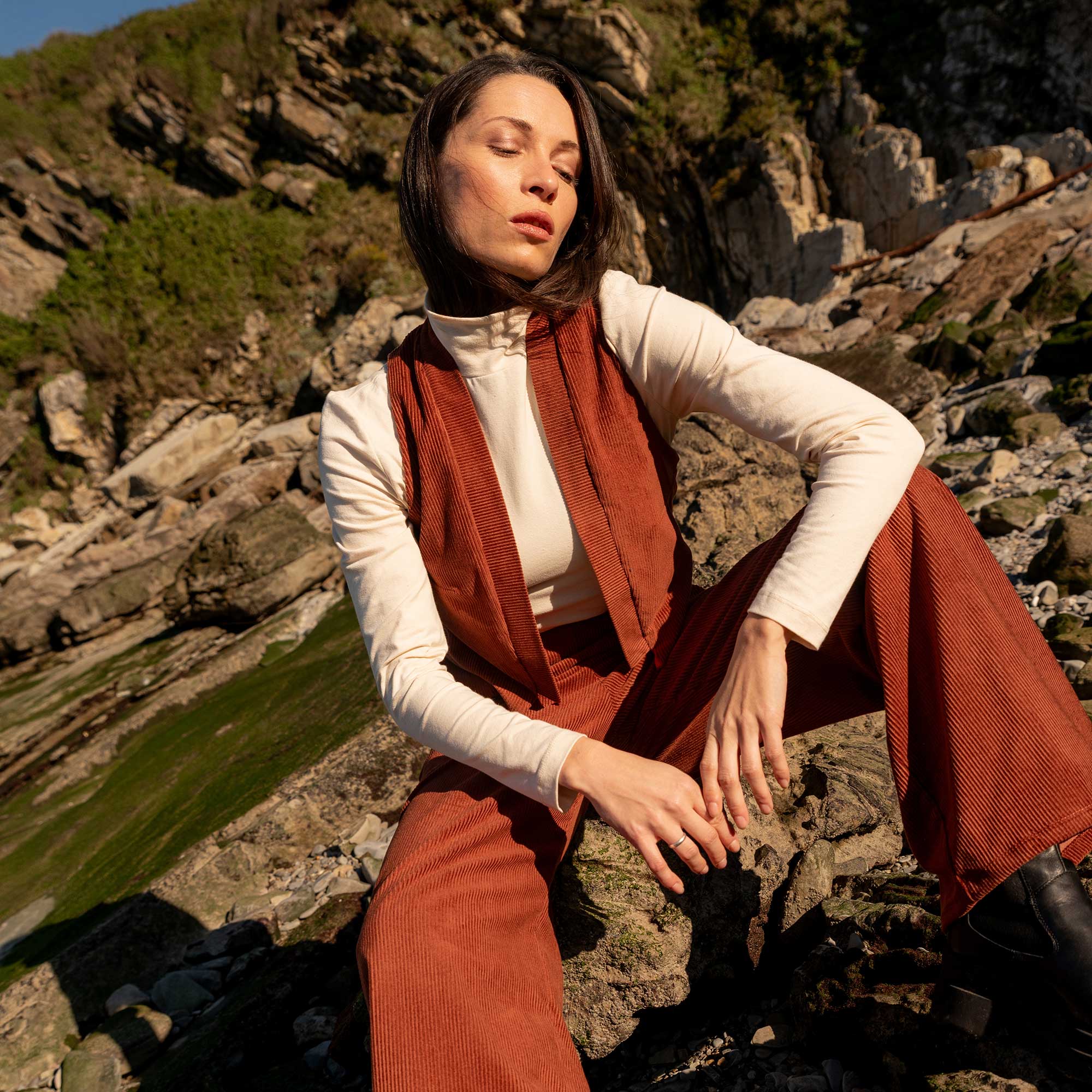 Cordweste SPENCER Caramel aus Bio-Baumwolle