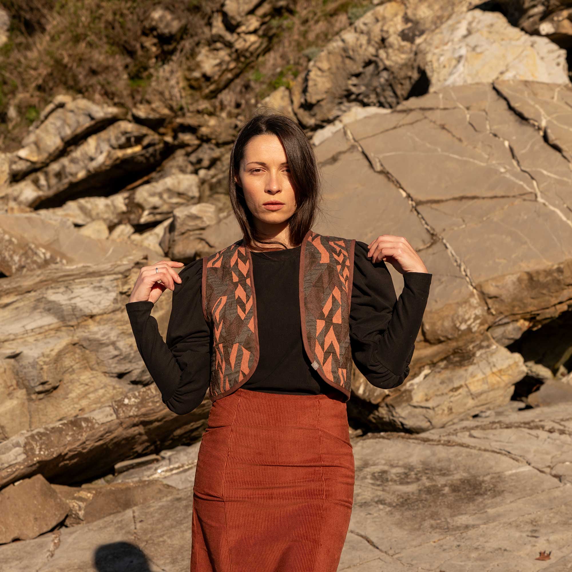 Weste MIA mit Jacquard Muster zum Wenden