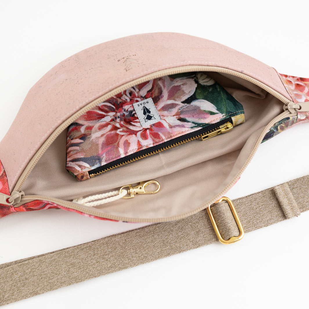 Bauchtasche Kork Rosa Spring Blossom Size M - vegan und handgefertigt in Berlin | NOAS