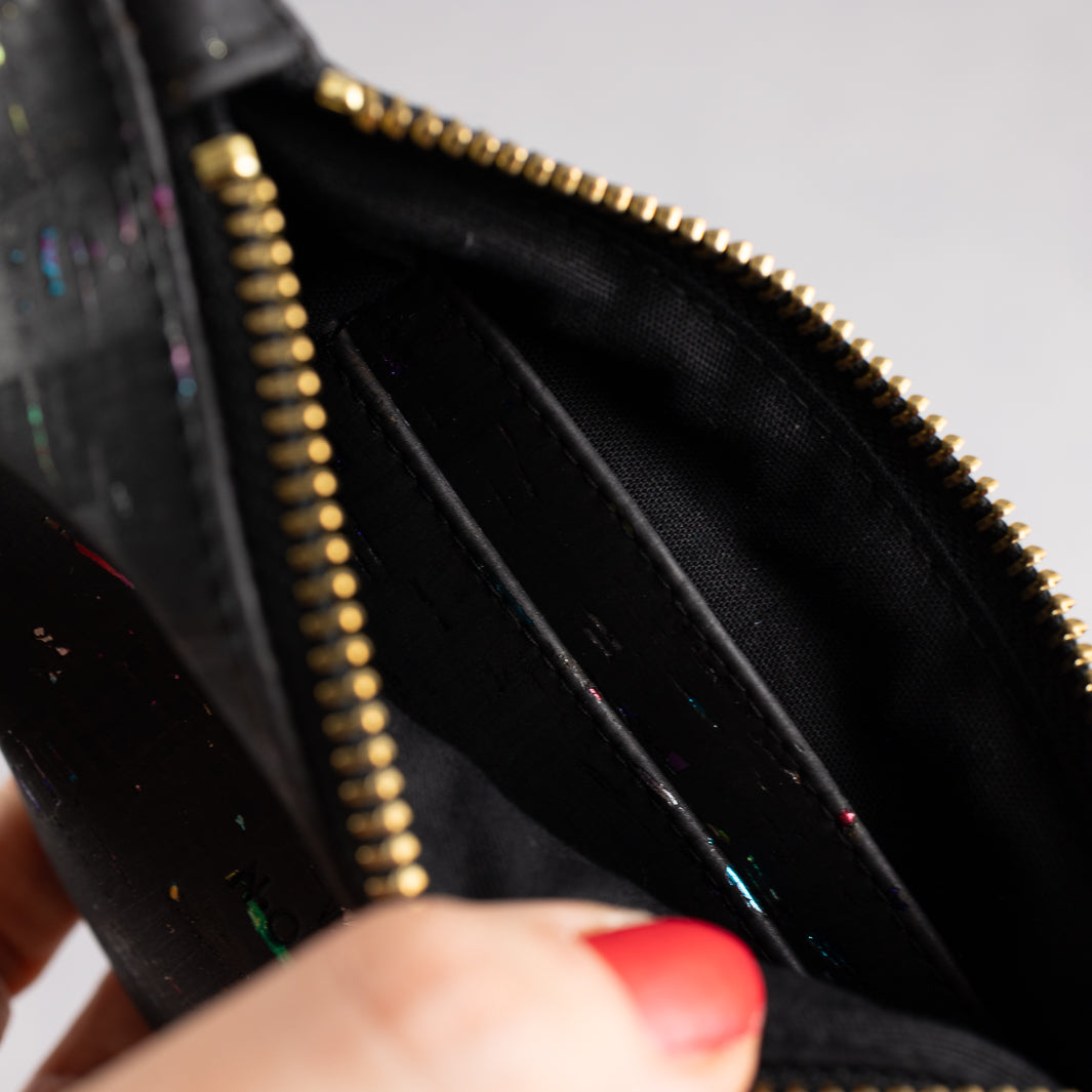 Moon Bag Geldbörse Kork Schwarz