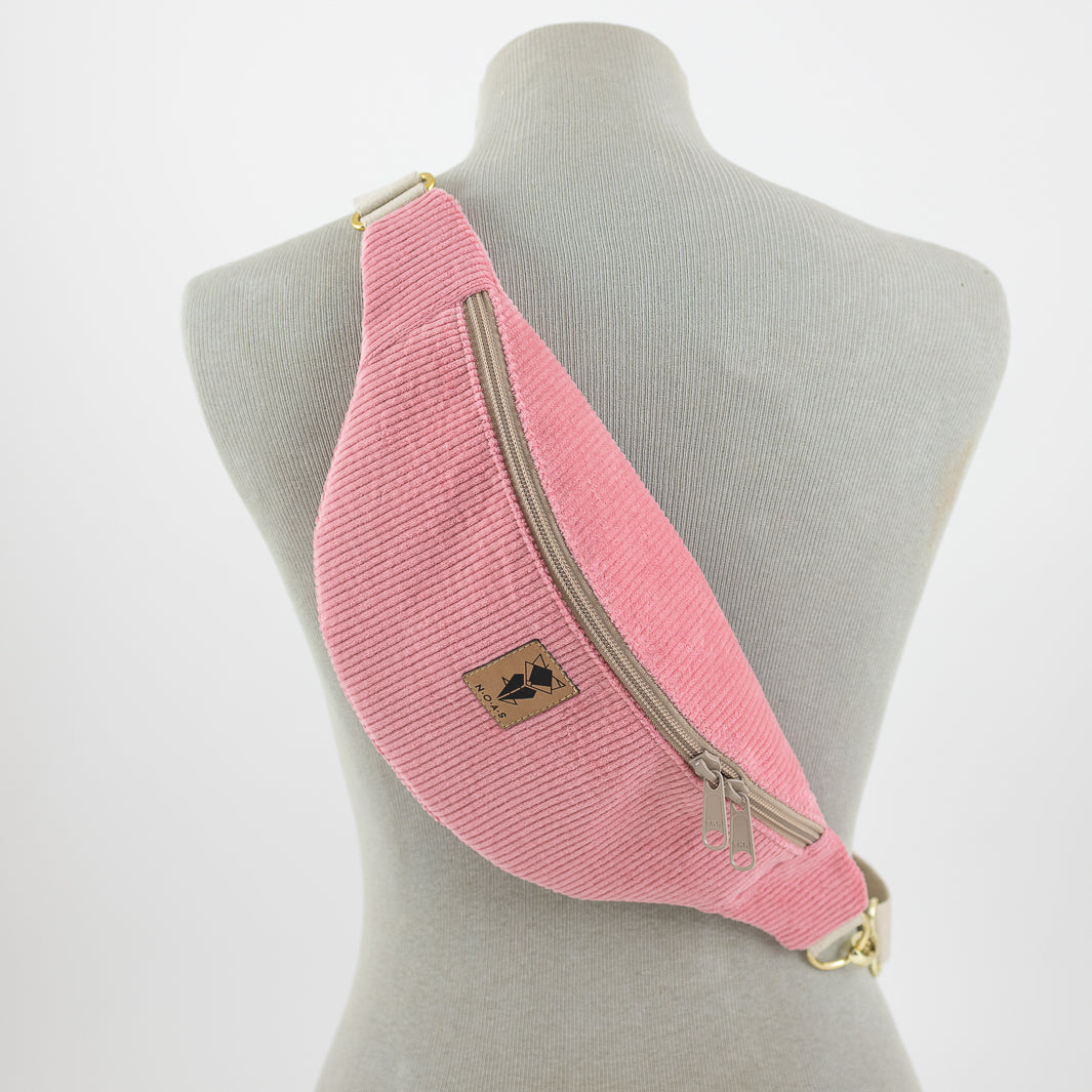 Bauchtasche Cord Bubblegum Size M - vegan und handgefertigt in Berlin | NOAS