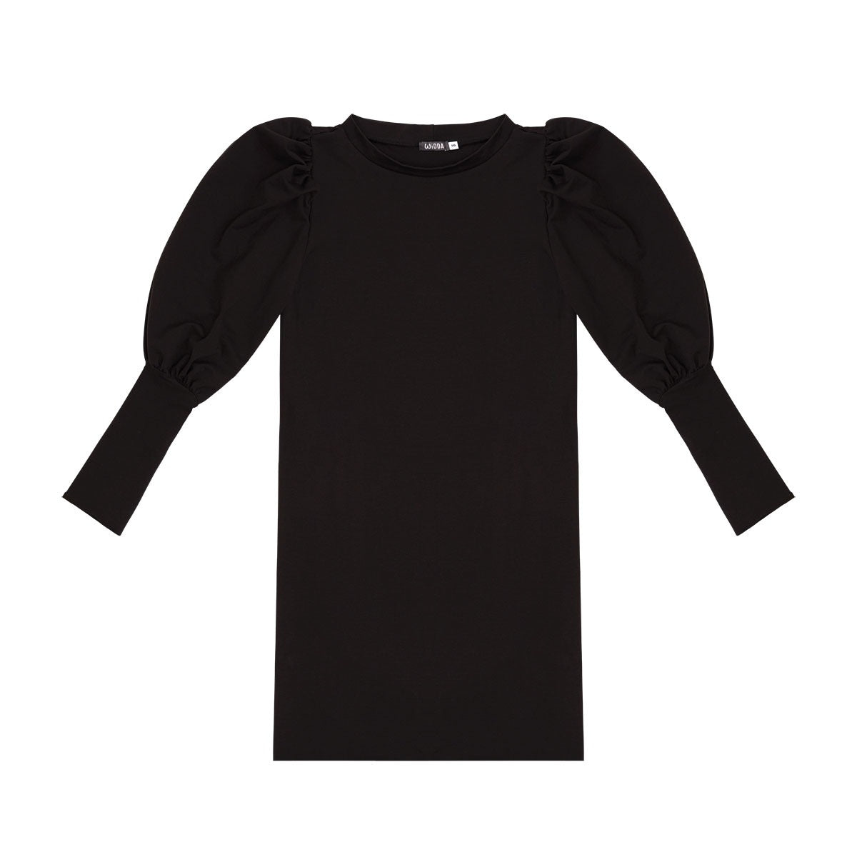 KOILE schwarzes Sweatkleid mit Puffärmeln Bio-Baumwolle