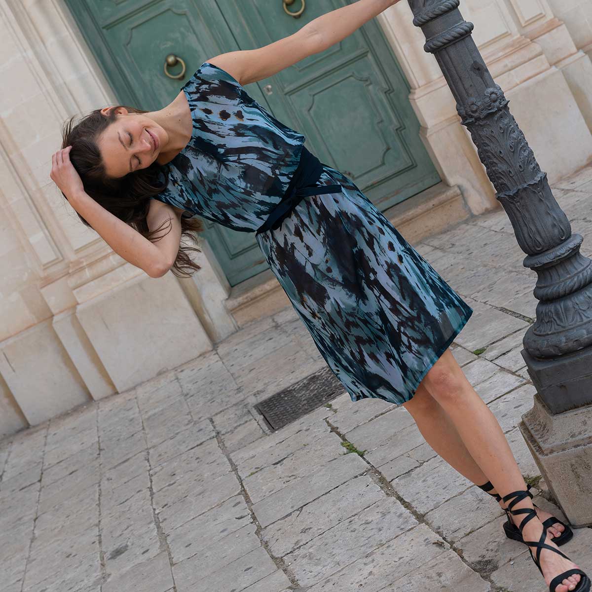 ADELE Kleid mit Aquarell-Muster aus TENCEL®