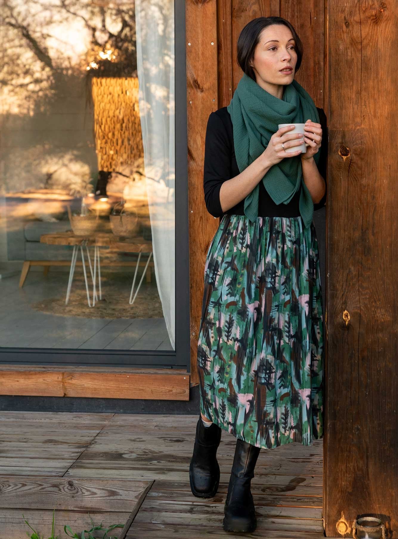 Kleid MIXI schwarz/aquarell Print aus ECOVERO®