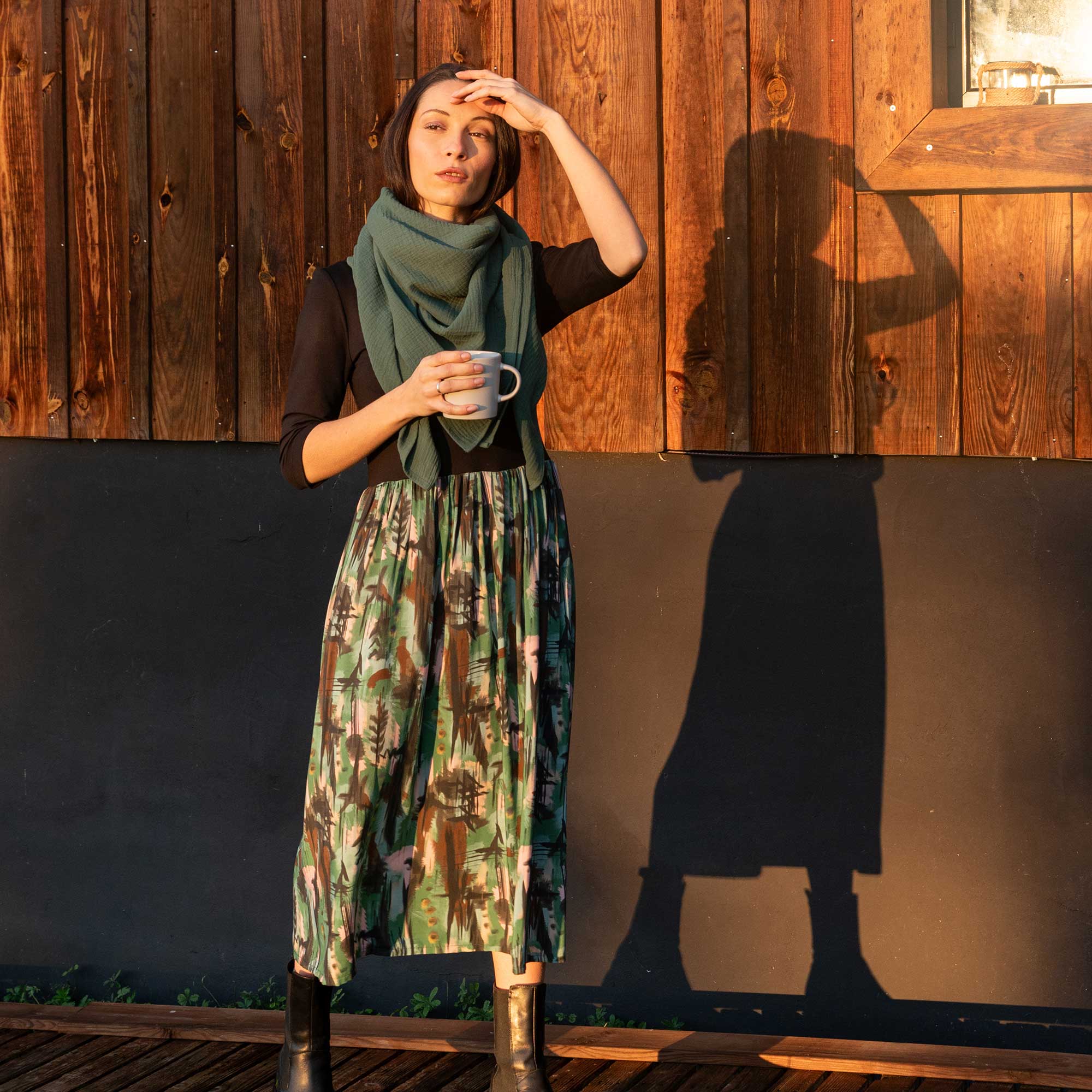 Kleid MIXI schwarz/aquarell Print aus ECOVERO®