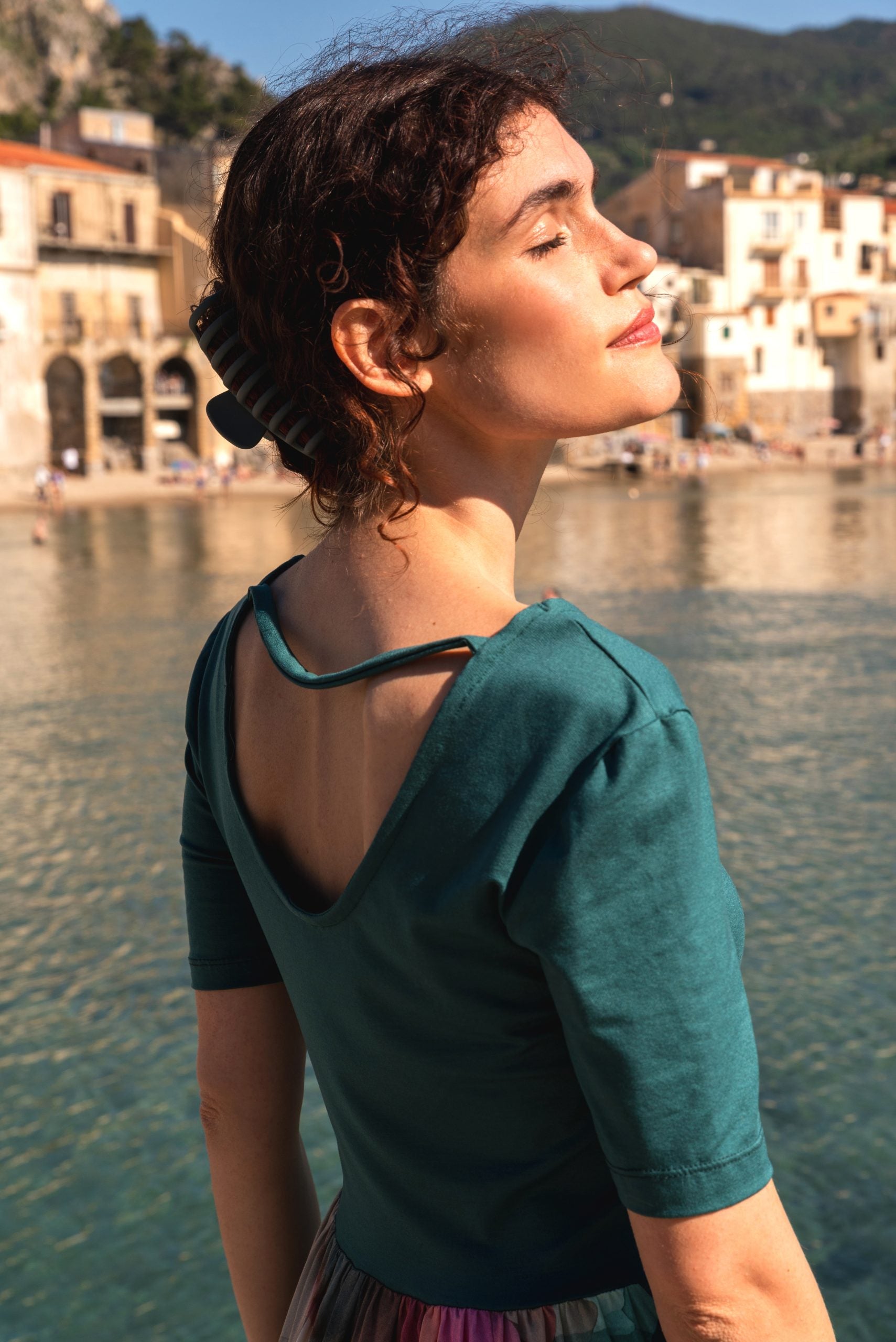 Kleid MIXAM petrol/clouds aus ECOVERO®