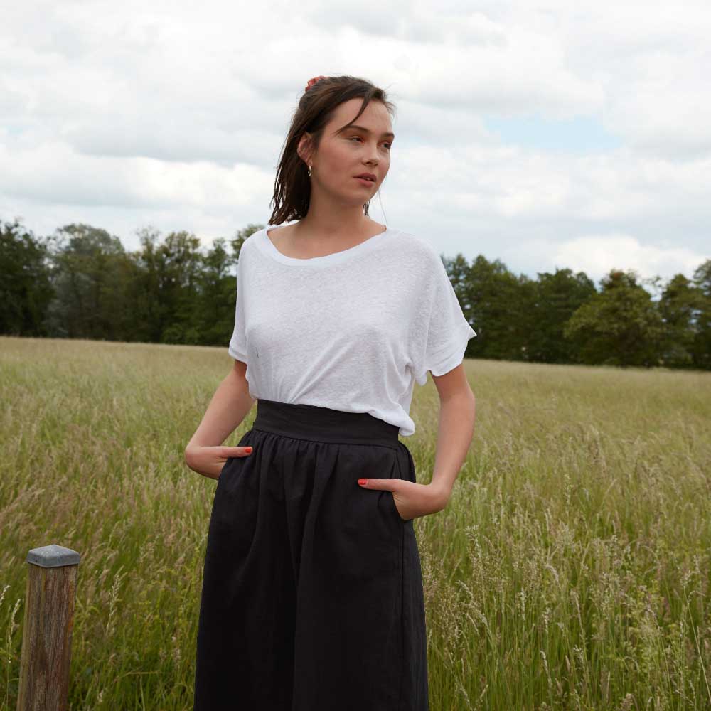 Schwarzer Leinenrock ZIP