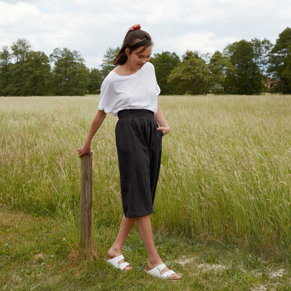 Schwarzer Leinenrock ZIP