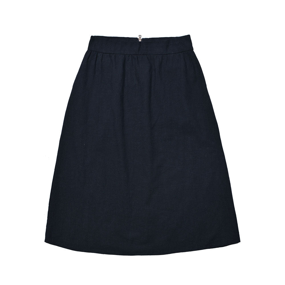 Schwarzer Leinenrock ZIP