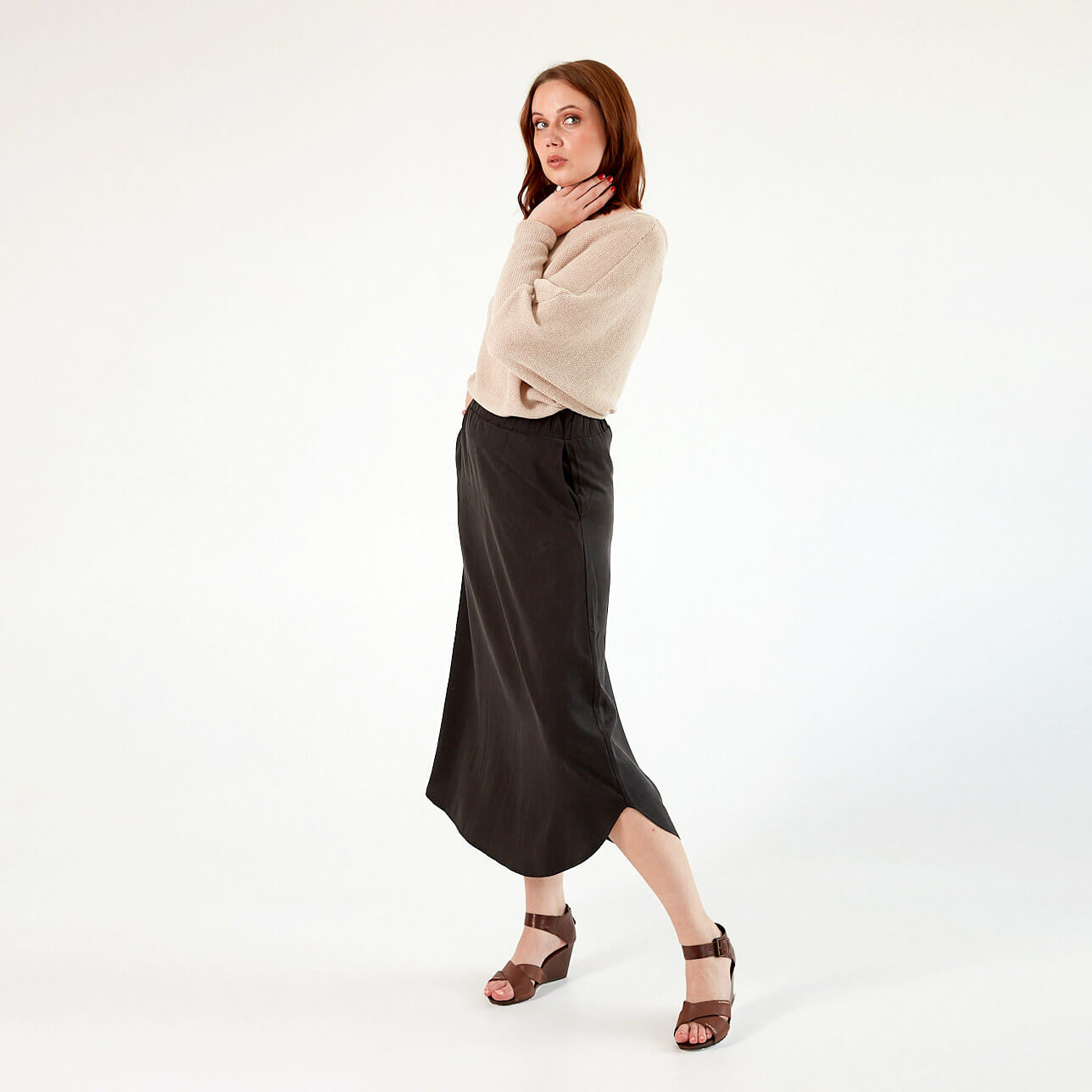 schwarzer Midirock JULIP aus Tencel®