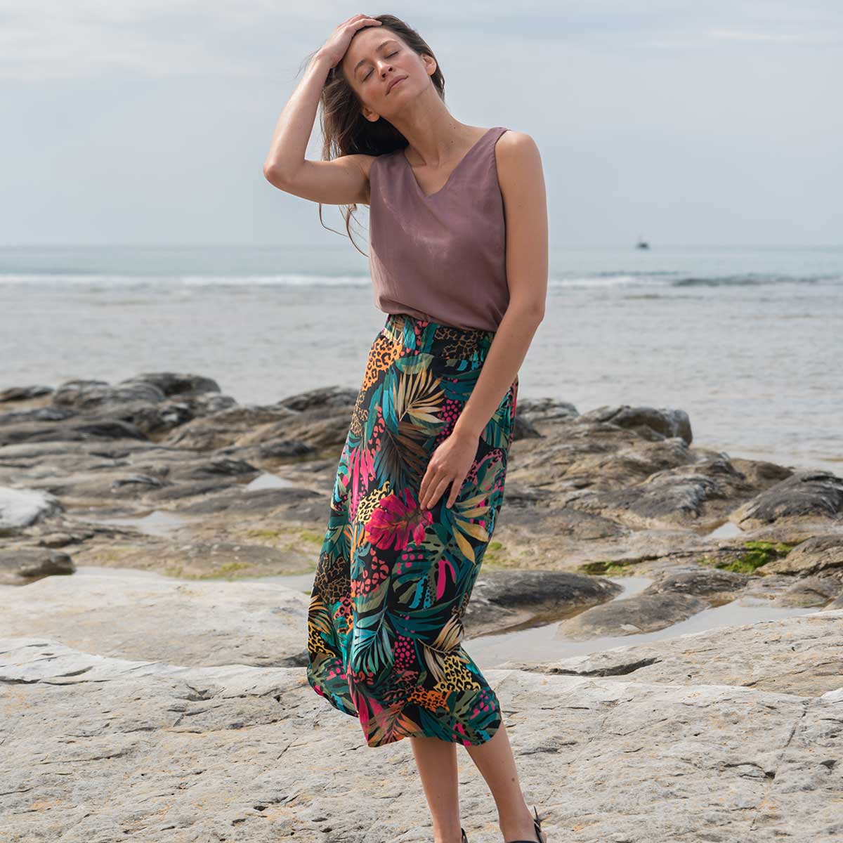 Gemusterter Midirock JULIP Tropic aus ECOVERO®