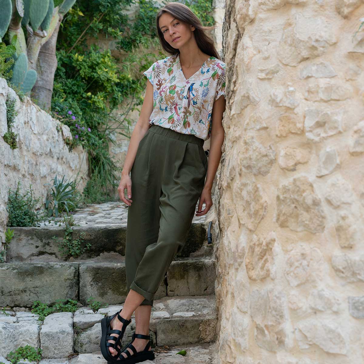 Bundfaltenhose JUPP Oliv aus TENCEL®