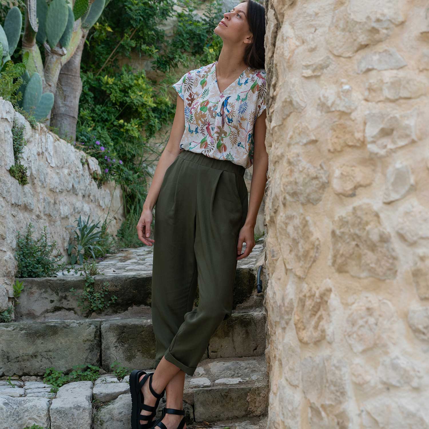 Bundfaltenhose JUPP Oliv aus TENCEL®