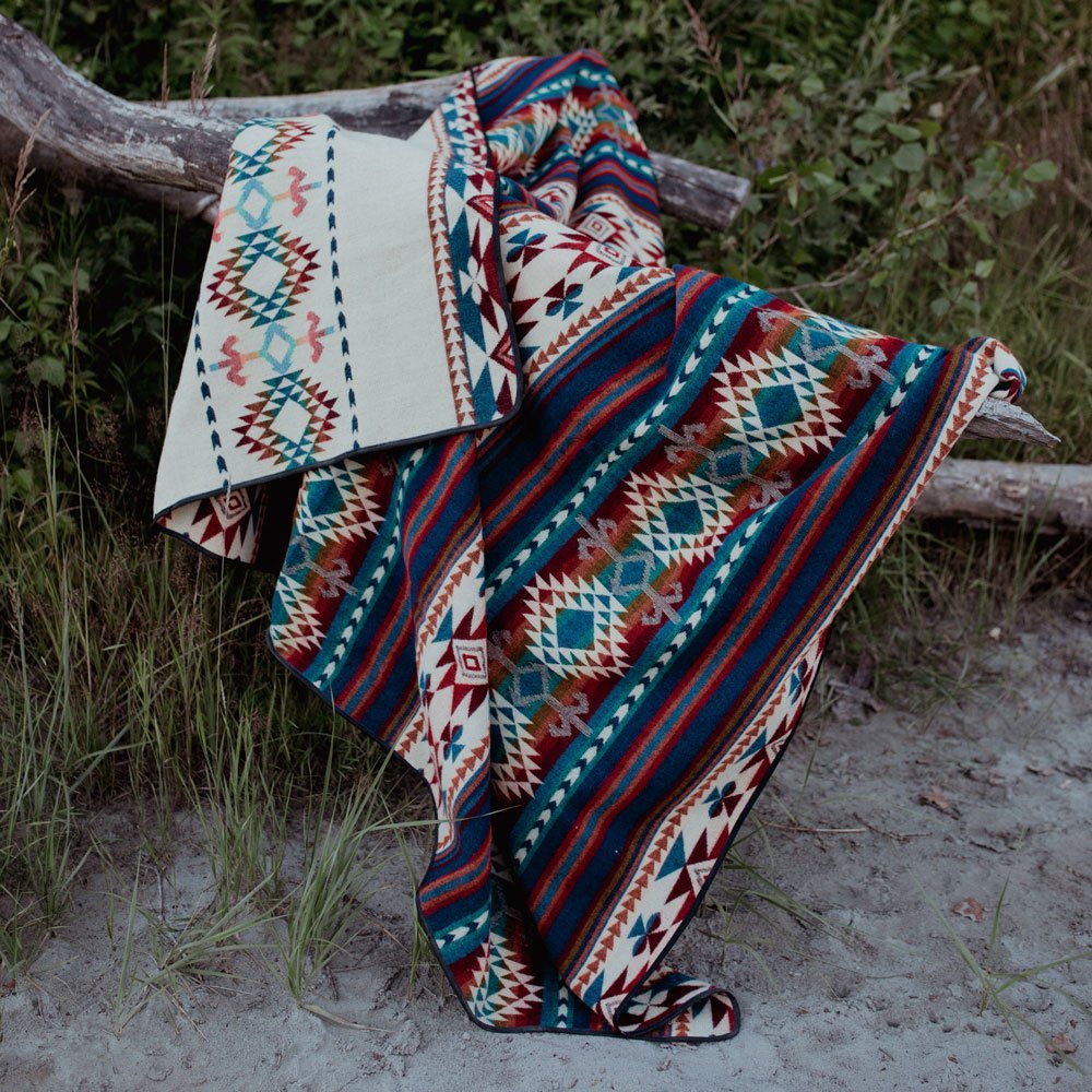 Ethno Kuscheldecke Inka Blue