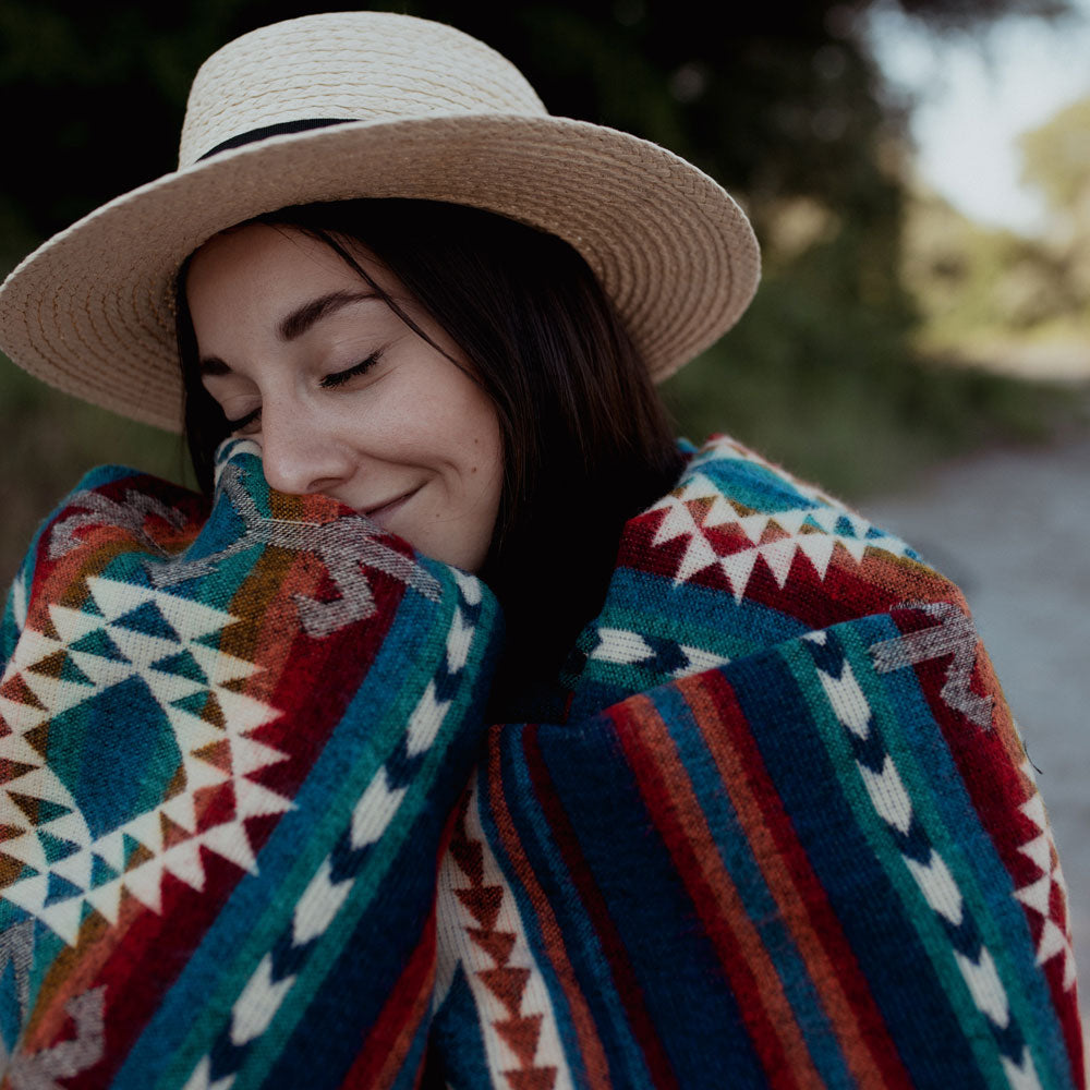 Kingsize Decke Inca Blue