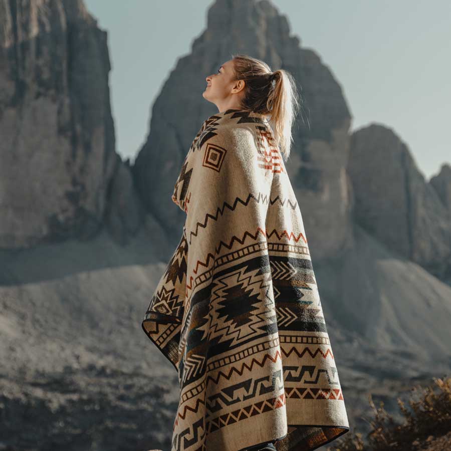 ETHNO Kingsize Decke Terracotta