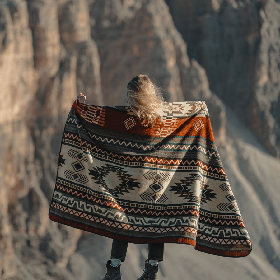 ETHNO Kingsize Decke Terracotta