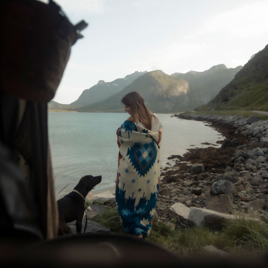 Bohemian Kuscheldecke Blue Orange