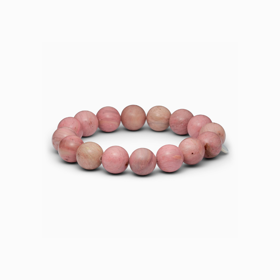 rosa Edelsteinarmband mit 12mm Perlen aus Rhodonit von der dänischen Marke Soi