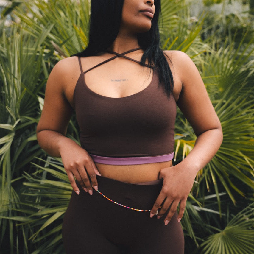 Alare 4-way Crop Top Dark Brown Purple | Cocou