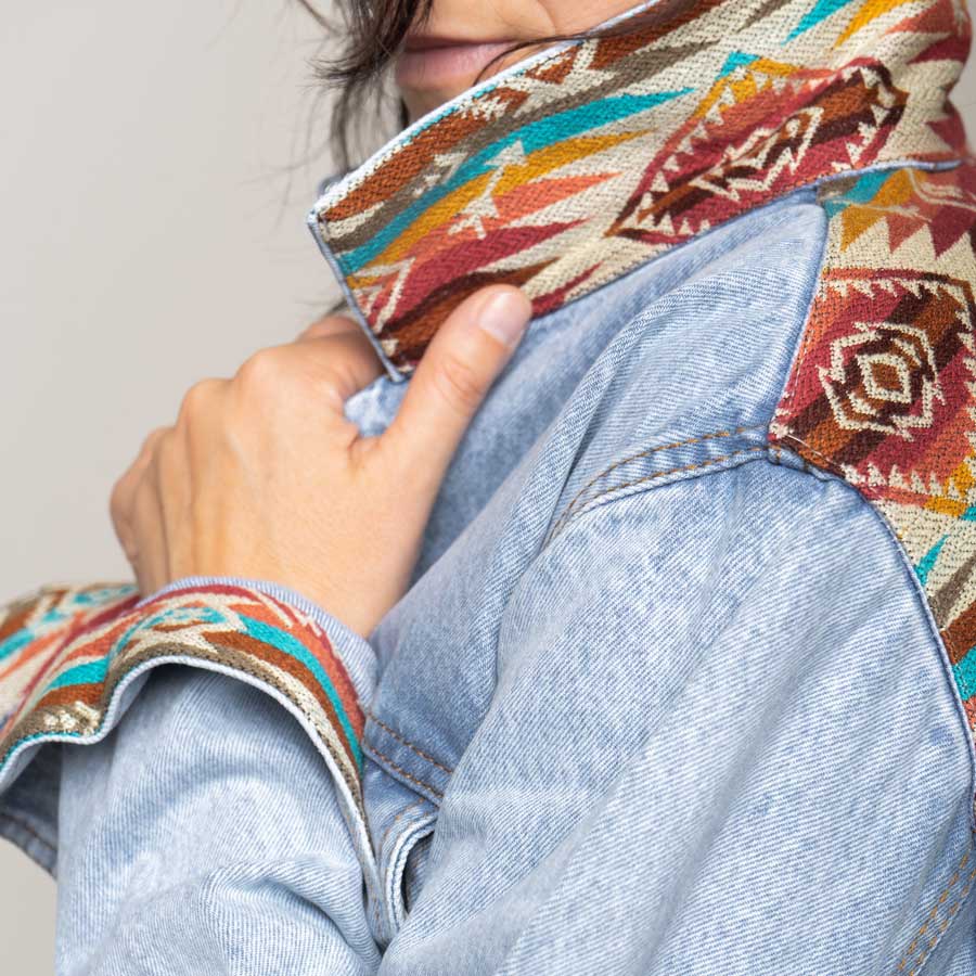 Ethno Jeansjacke Ibarra Frost Blue/Earth