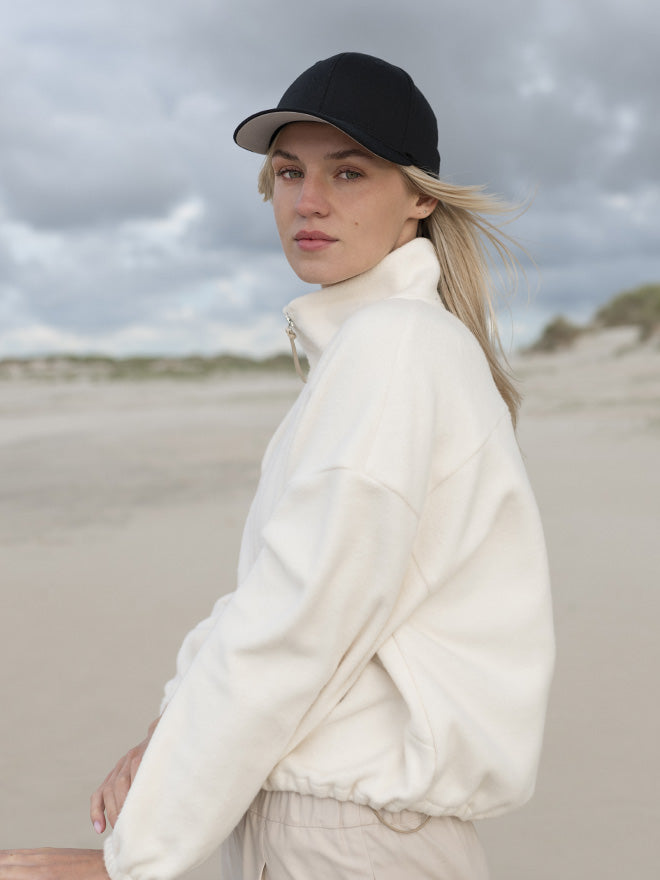 Half-Zip FRIDA – Fleecepulli aus Bio-Baumwolle in Ecru
