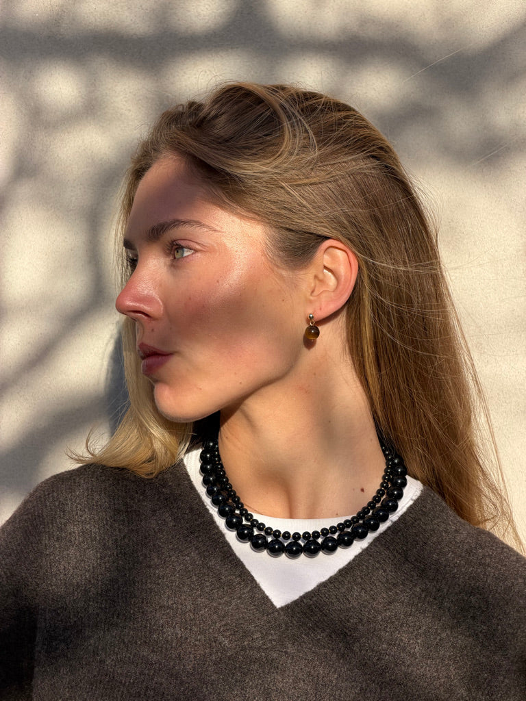 Kette für Damen Faro schwarzer Onyx "Grounding" – Symbol für Schutz und Erdung | Soï (Sterlingsilber, vergoldet)