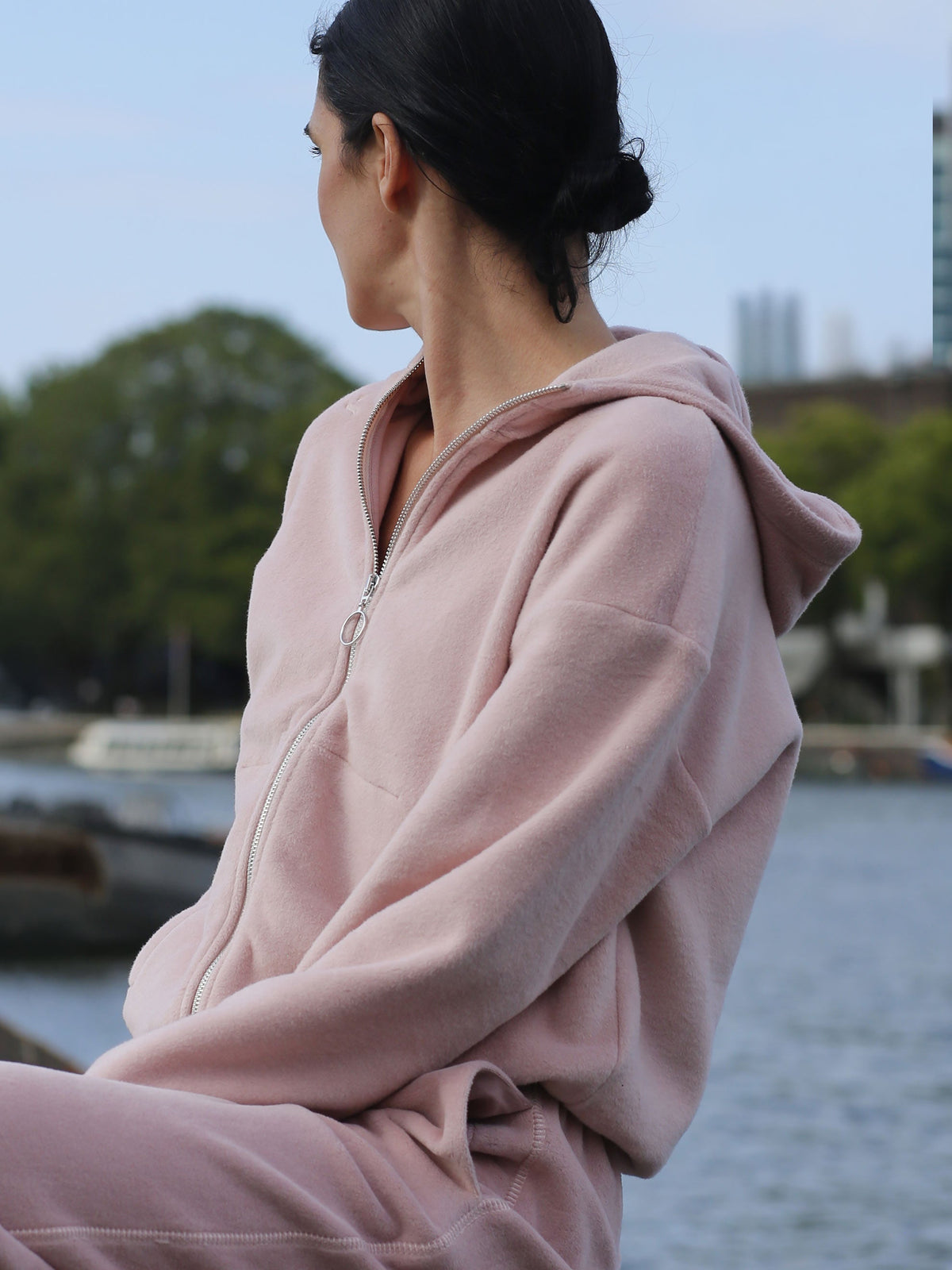 Lässige Hose Marit aus weichem Baumwoll-Fleece in Dusty-Pink | sweersocean