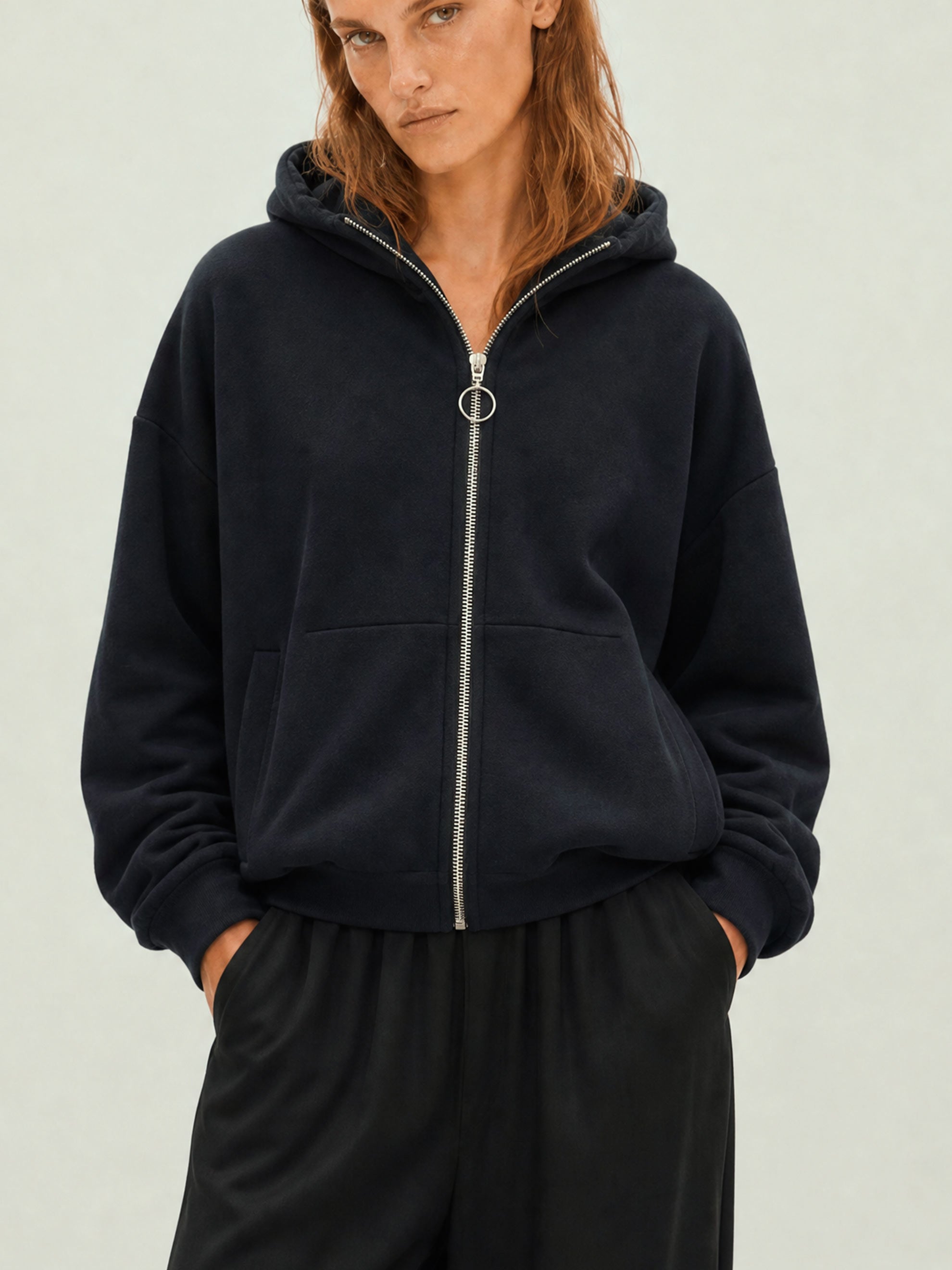 EMBER Fleece-Jacke aus Bio-Baumwolle in schwarz