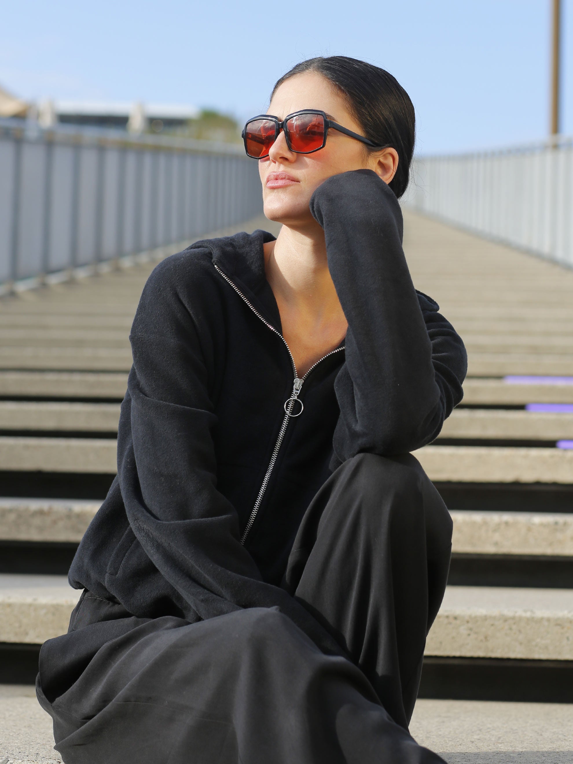 EMBER Fleece-Jacke aus Bio-Baumwolle in schwarz