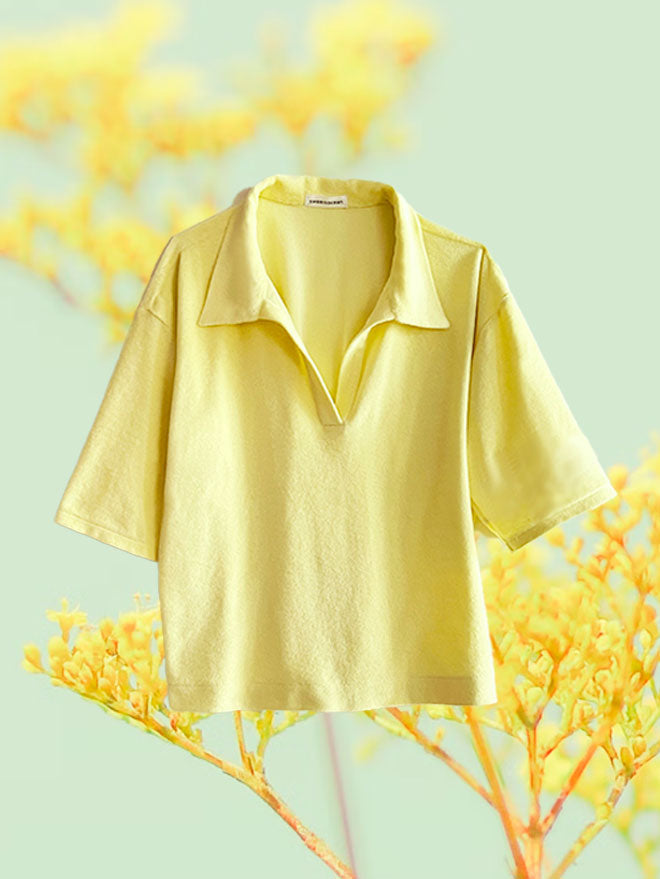 MIA Shirt aus weichem Bio-Frottee in soft yellow
