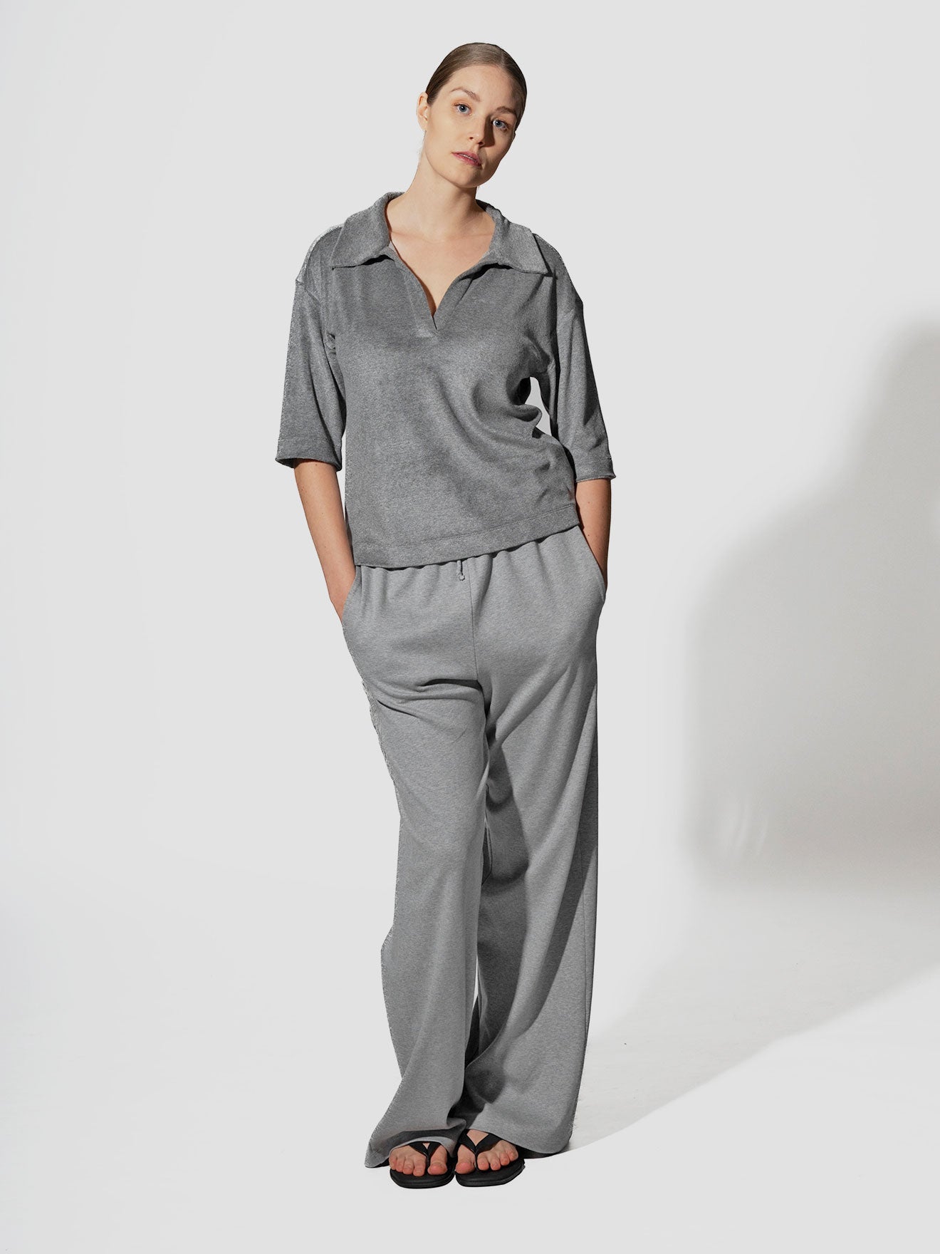 CLEO Hose aus weicher Bio-Baumwolle in grau