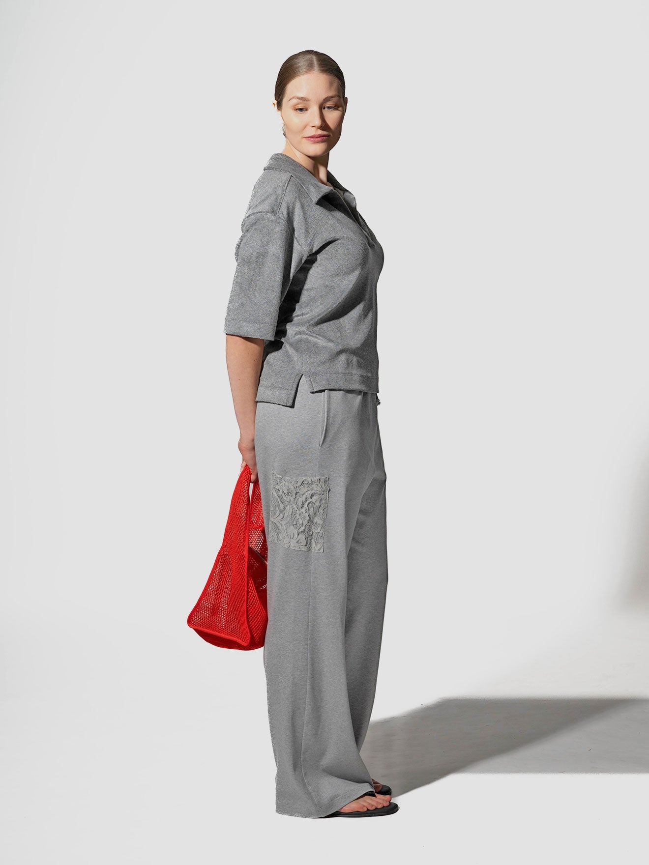 CLEO Hose aus weicher Bio-Baumwolle in grau