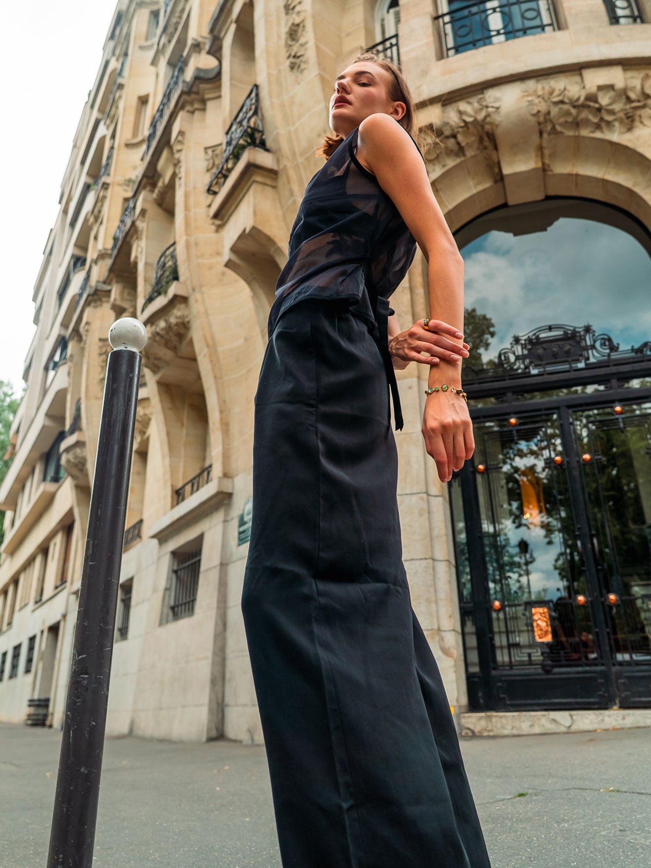 FENJA Hose Wide Leg Pant long size in Schwarz